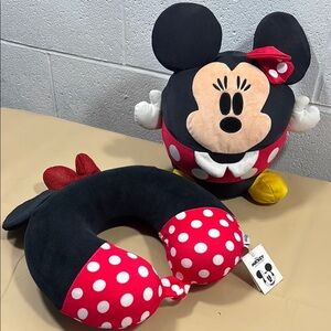 Disney Minnie Mouse Plush Toy and Neck Pillow Set - Black, Red, Yellow​​​
